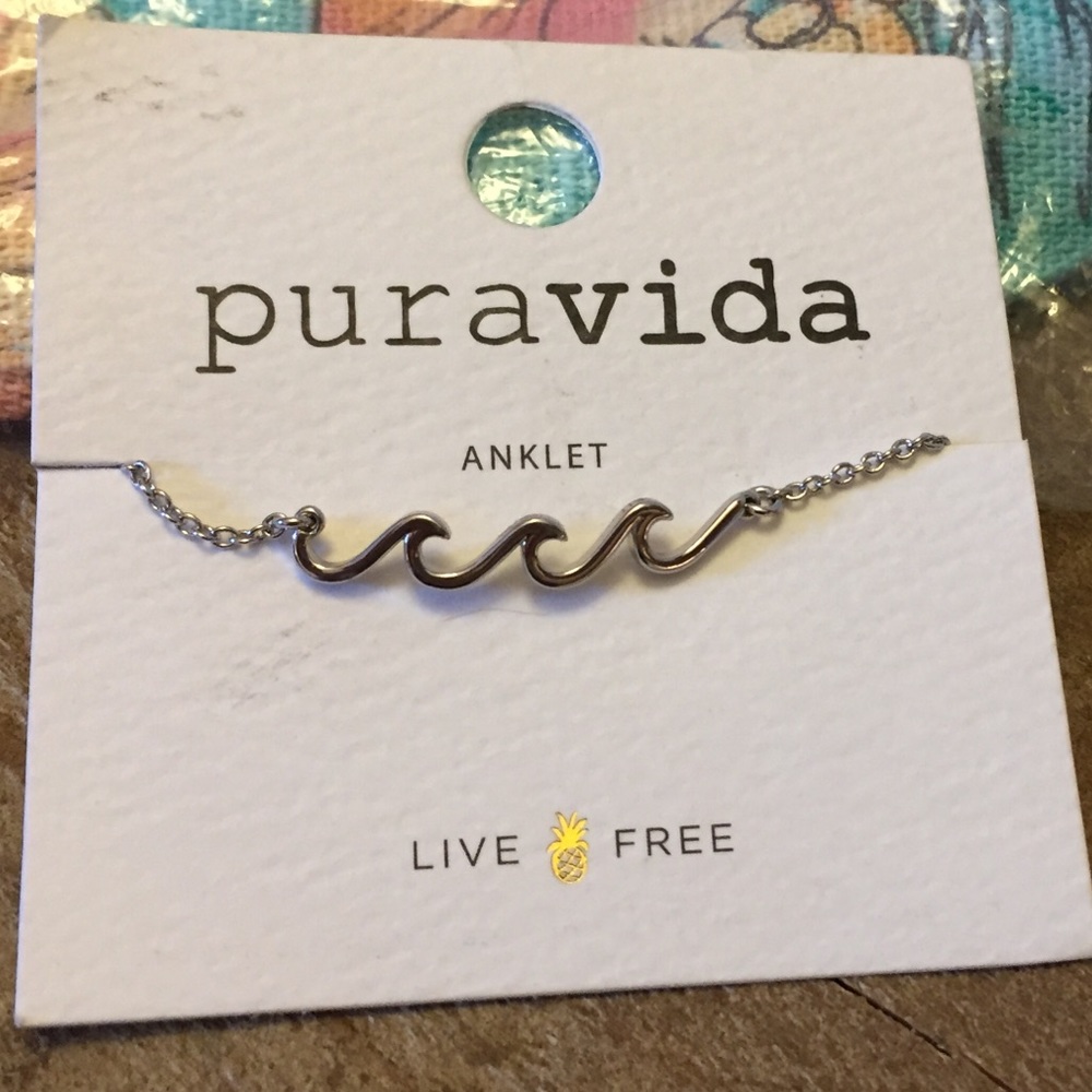 Pura vida wave anklet